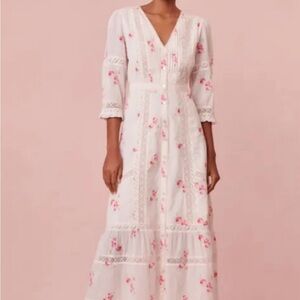 LoveShackFancy Desert Victorian Maxi Dress in Berry Moment NWT